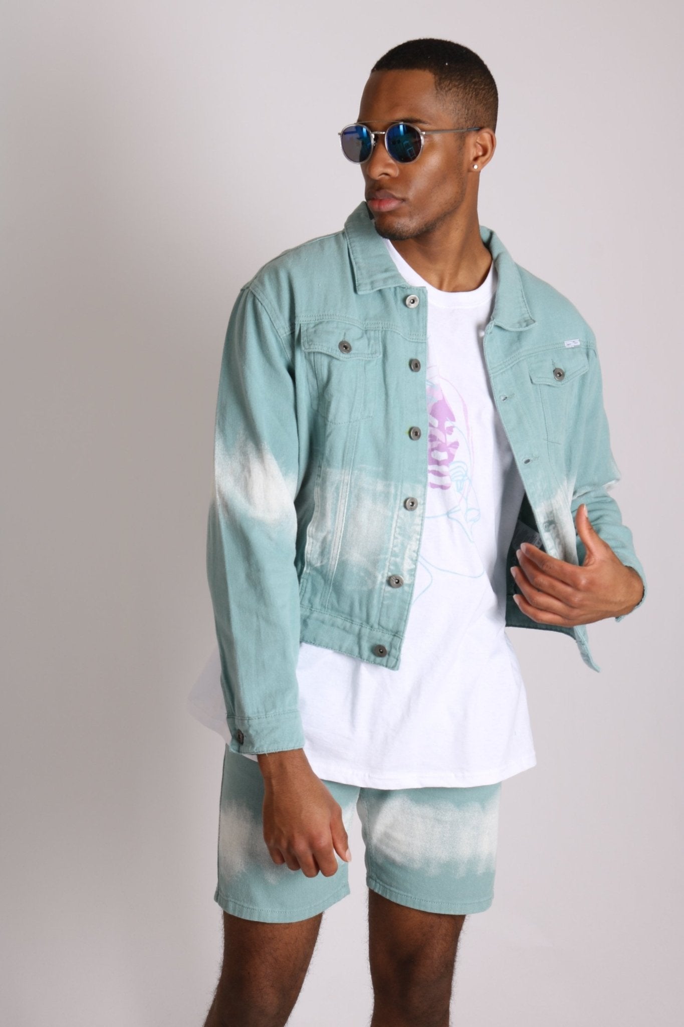 Ice Cream Sage Tie Dye Oversized Denim Jacket - Liquor n Poker