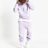 Illustrated Faces Relaxed Hoody In Lilac - Liquor n Poker