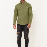 Khaki Muscle Fit Denim Shirt - Liquor n Poker
