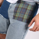 Liquor N Poker Co - Ord Denim Shorts In Lightwash Blue With Panelling - Liquor n Poker