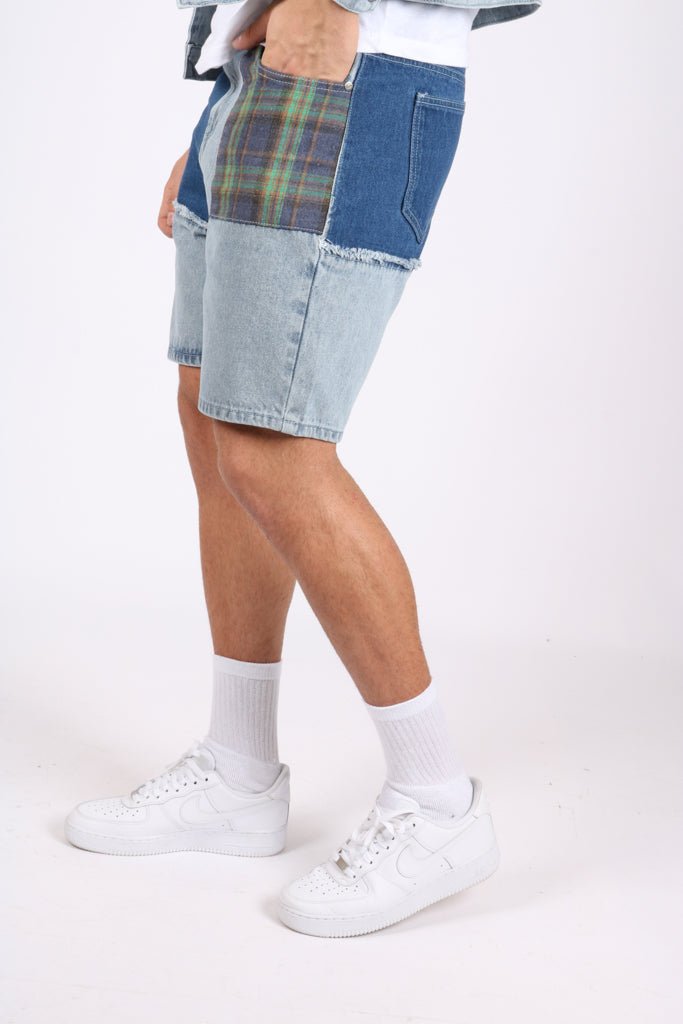 Liquor N Poker Co - Ord Denim Shorts In Lightwash Blue With Panelling - Liquor n Poker