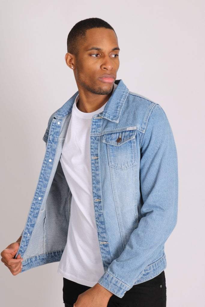 Liquor N Poker Norton Classic Slim Fit Denim Trucker Jacket In Stonewash - Liquor n Poker