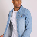 Liquor N Poker Norton Classic Slim Fit Denim Trucker Jacket In Stonewash - Liquor n Poker