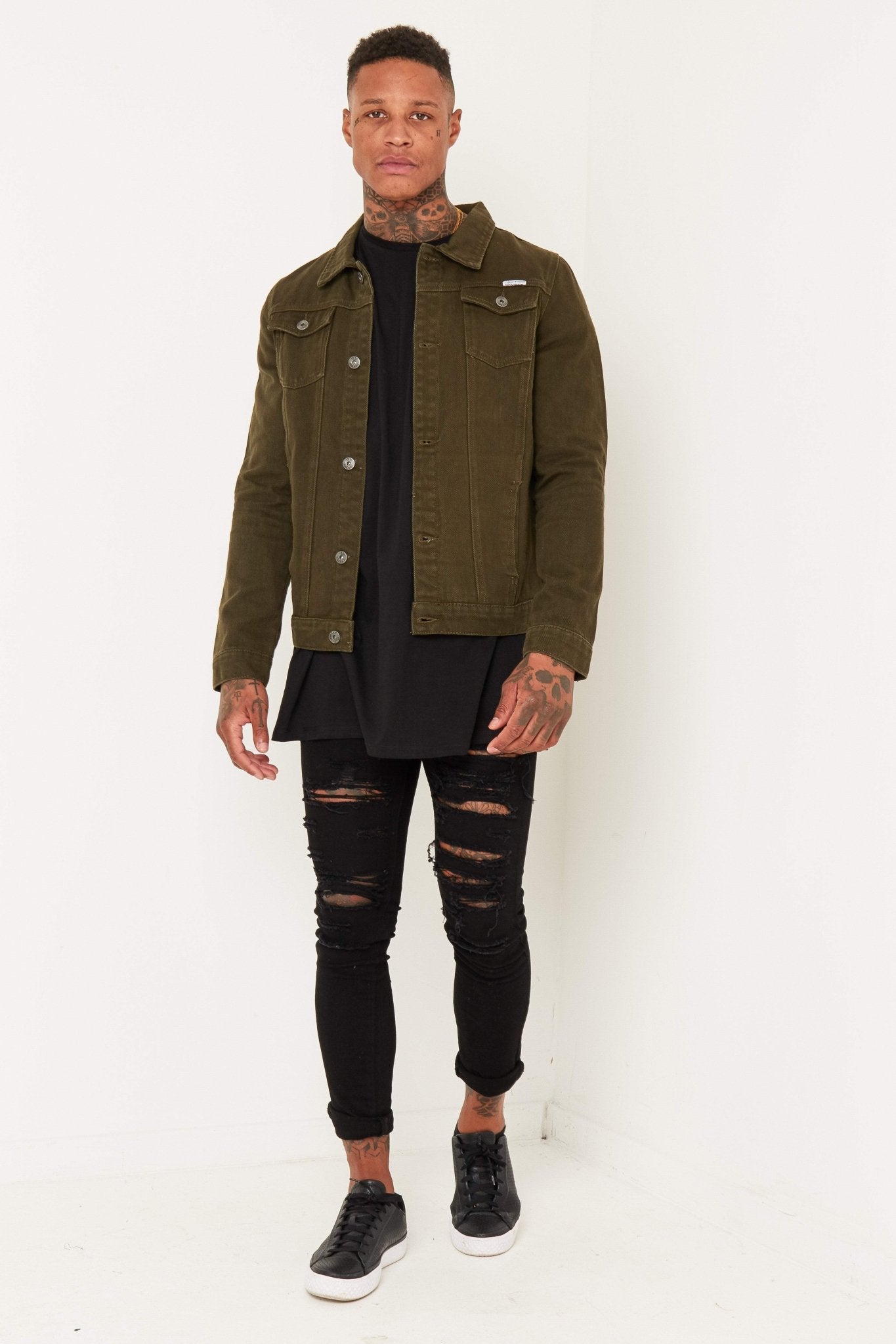 Liquor N Poker Norton Denim Jacket In Khaki - Liquor n Poker
