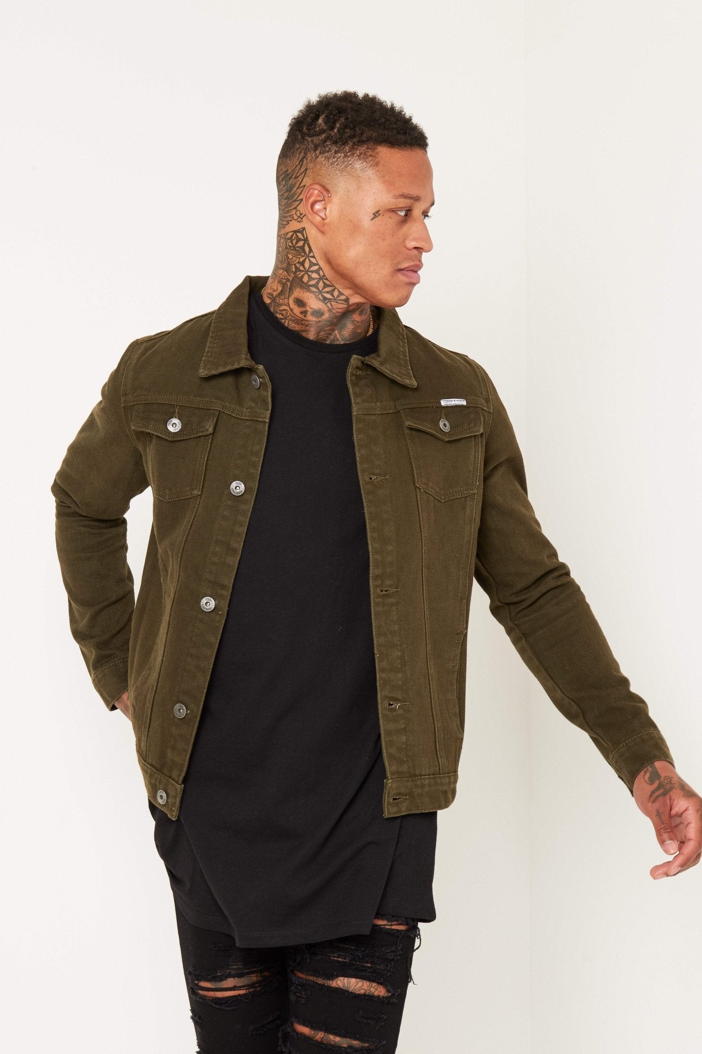 Liquor N Poker Norton Denim Jacket In Khaki - Liquor n Poker