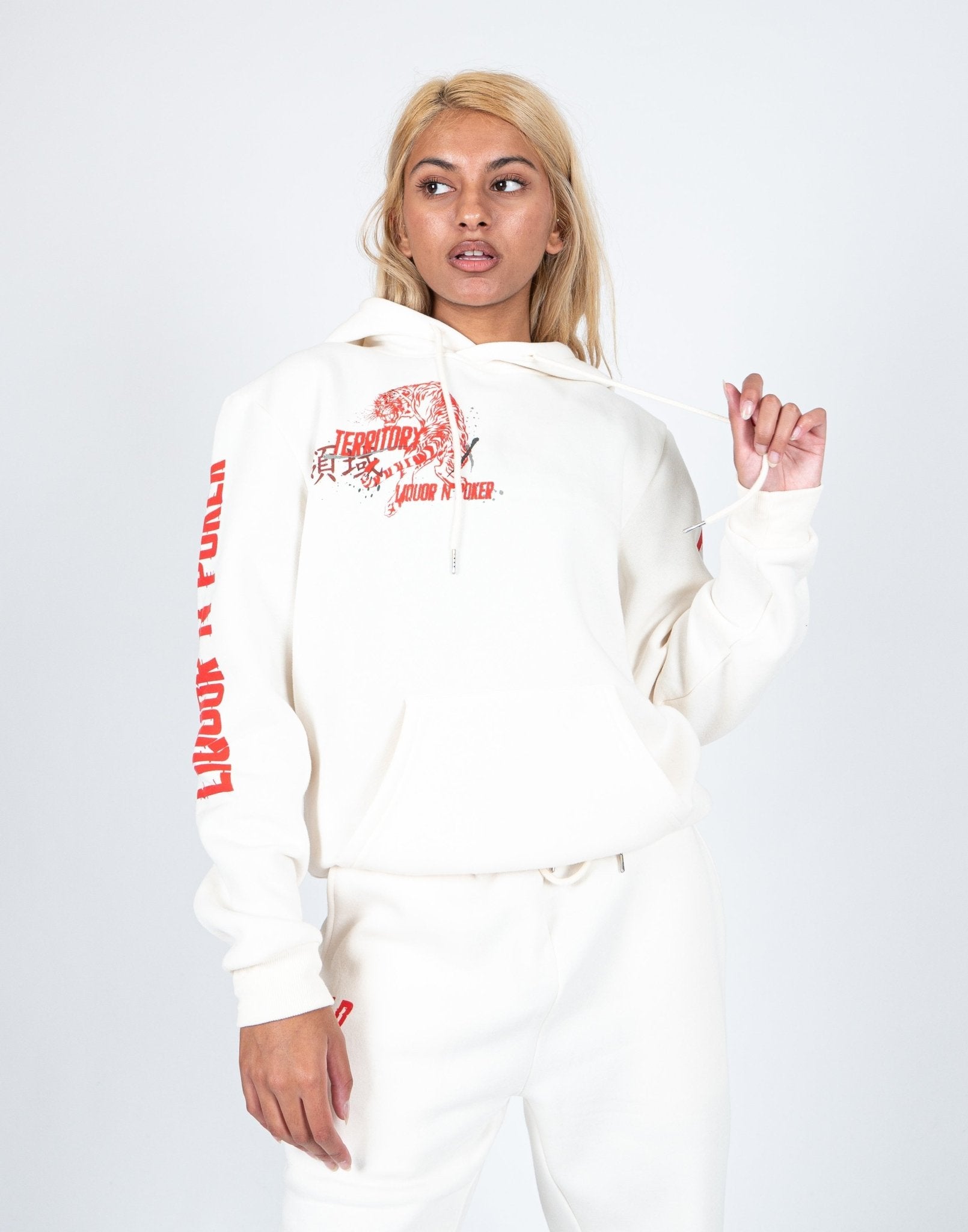 Liquor N Poker - Unisex Territory Tiger Hoodie In Off White - Liquor n Poker