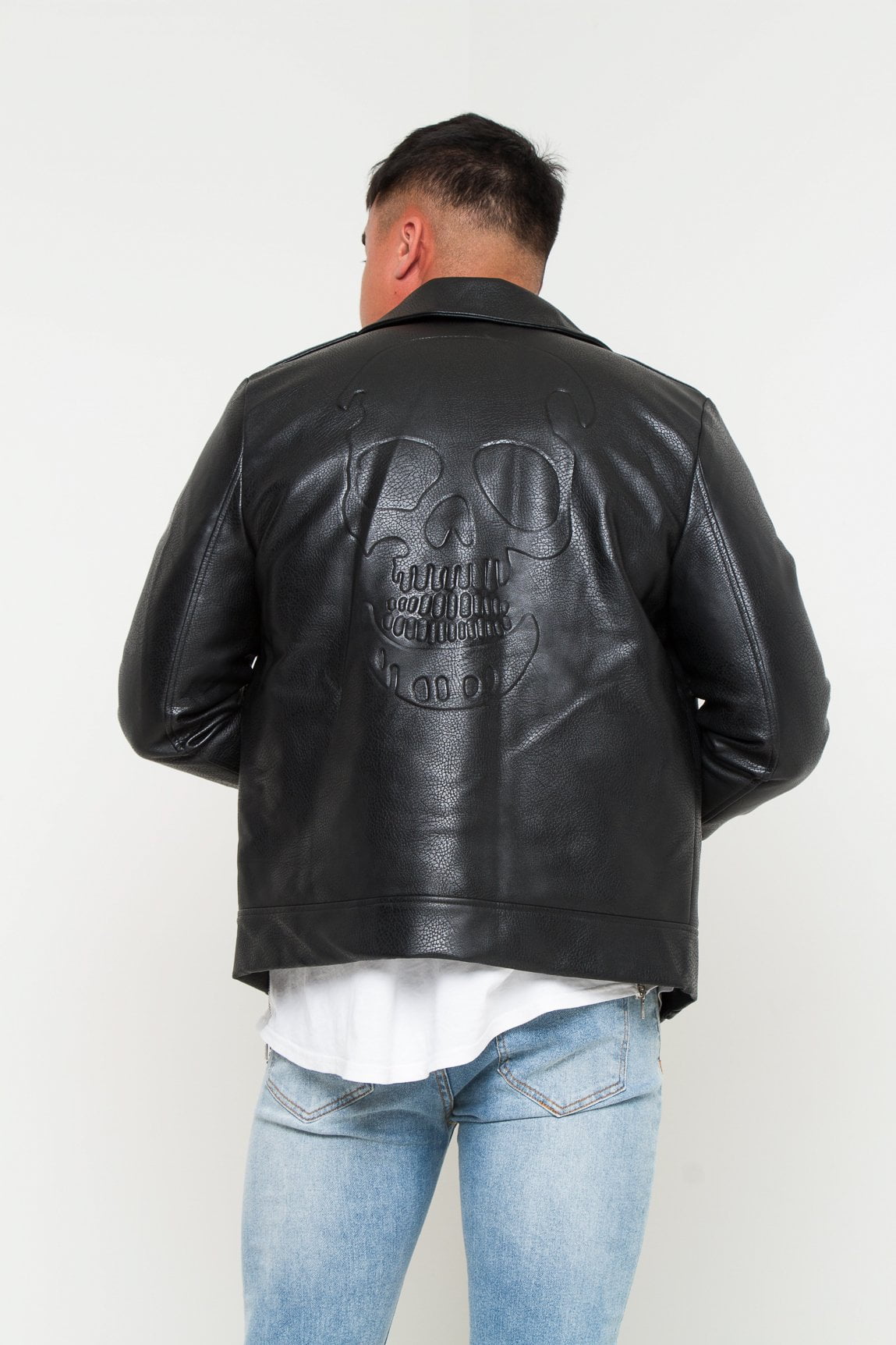 Kansas Faux Leather Jacket with skull embossing - Liquor N Poker LIQUOR N POKER