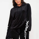 Albany Cropped Velour Hoodie With Eyelet Detail - Liquor N Poker LIQUOR N POKER