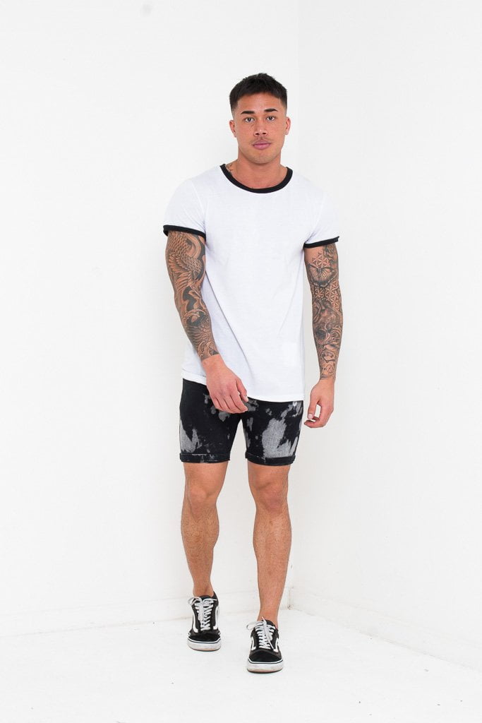 SKINNY FIT SHORTS IN BLACK TIE DYE - Liquor N Poker LIQUOR N POKER