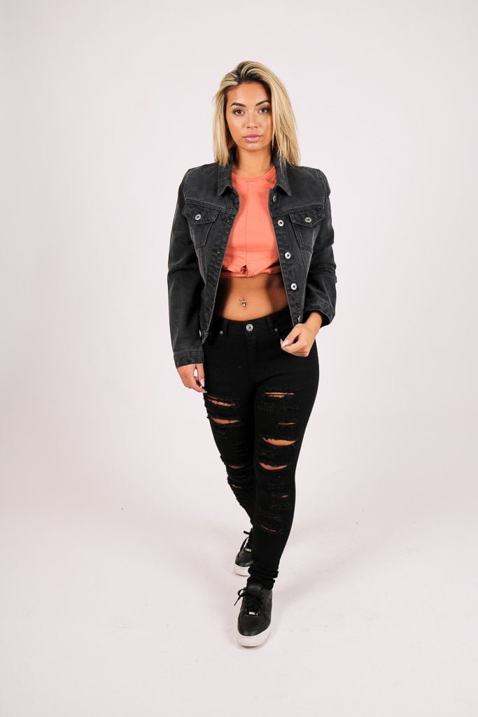 Mid-Rise Black Super Distressed Skinny - Liquor n Poker