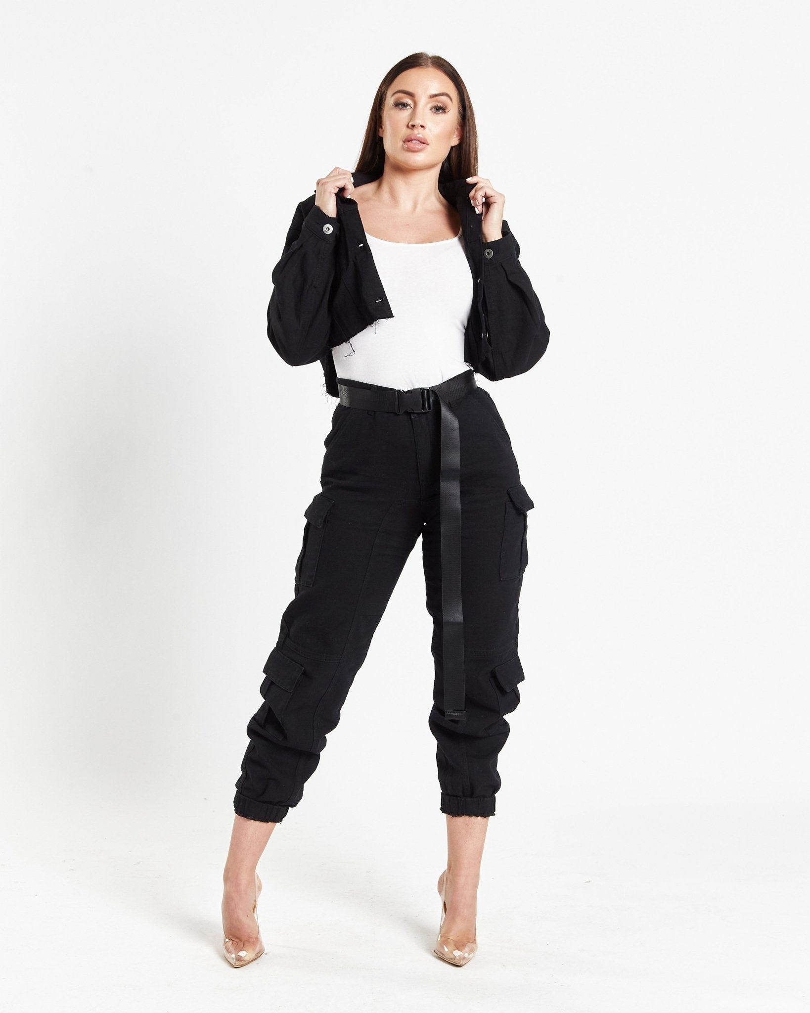 Milton Cropped Denim Jacket In Black Denim - Liquor n Poker