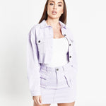 Milton Cropped Denim Jacket In Lilac - Liquor n Poker