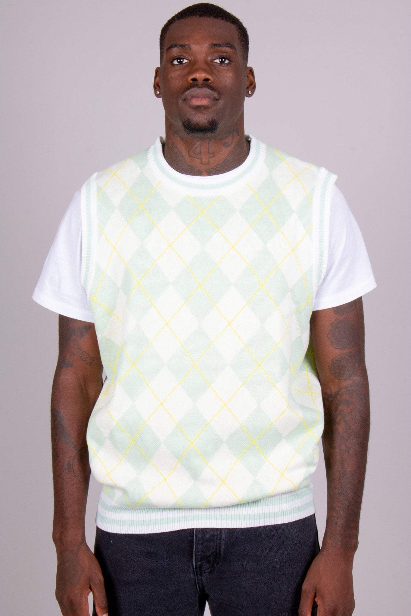 Mint Knitted Diamond Sweater Vest - Liquor n Poker