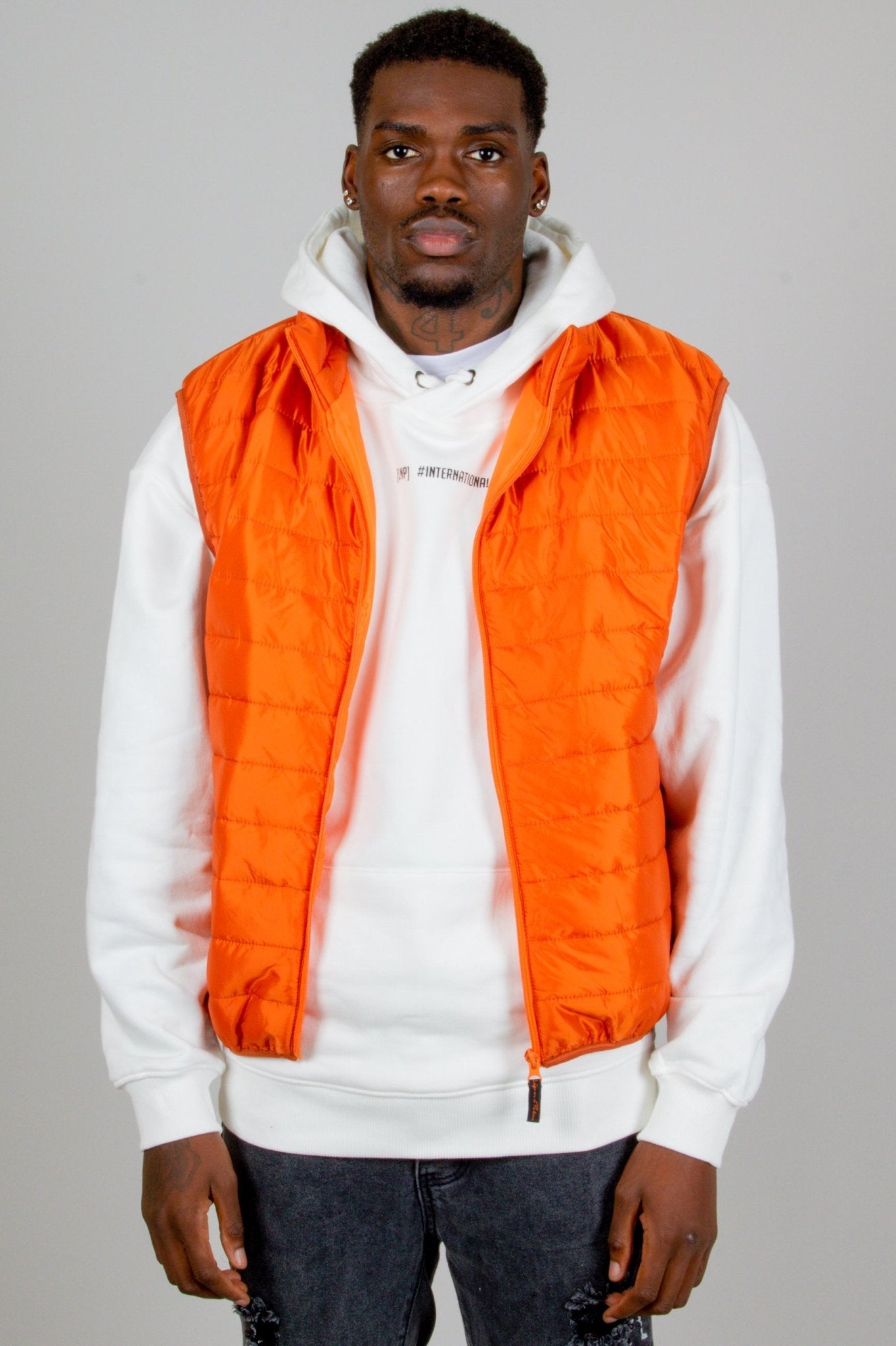 Neon Orange Puffer Gillet - Liquor n Poker