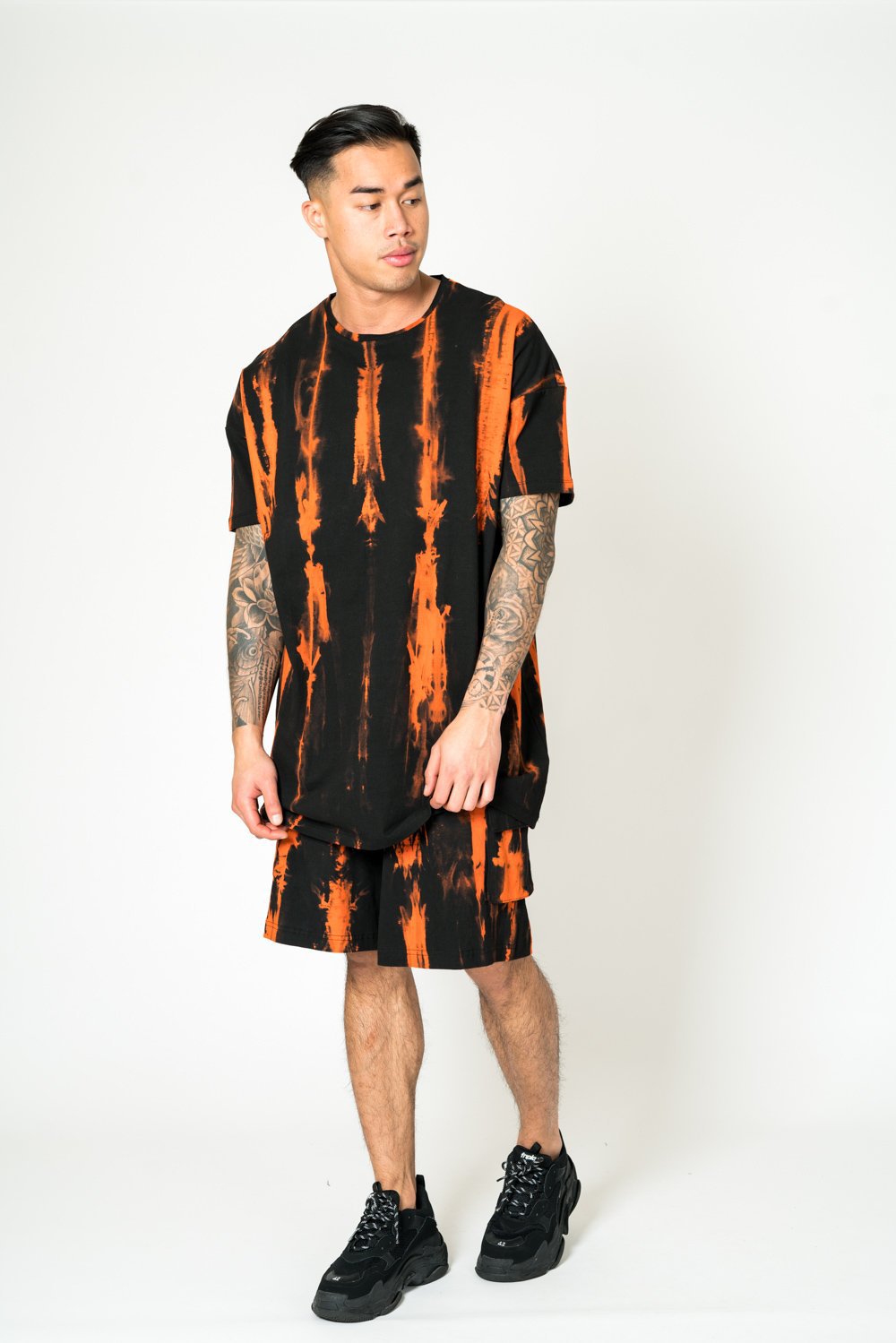 Orange Stripe Tie - Dye Shorts - Liquor n Poker