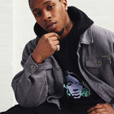 Dusty Grey Utility Oversized Denim Jacket