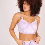 Outta Limit Denim Crop Top In Lilac Acid Wash - Liquor n Poker