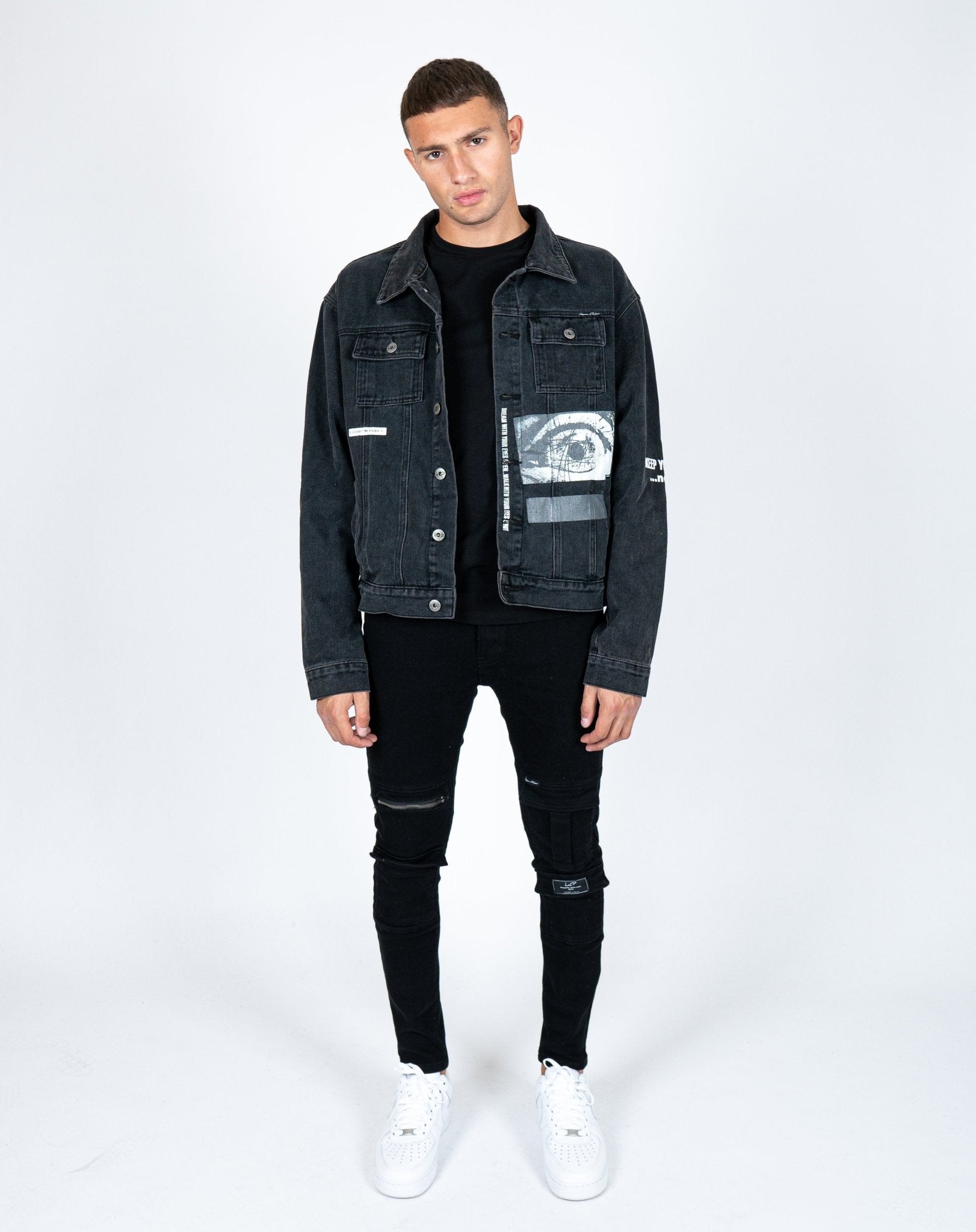 Oversized Denim Jacket With Blink Print - Liquor n Poker