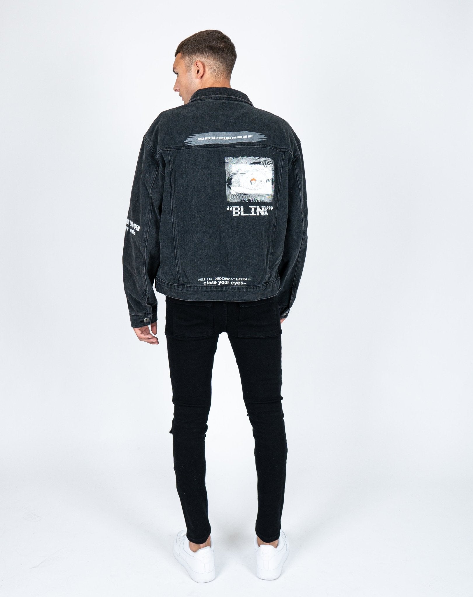 Oversized Denim Jacket With Blink Print - Liquor n Poker