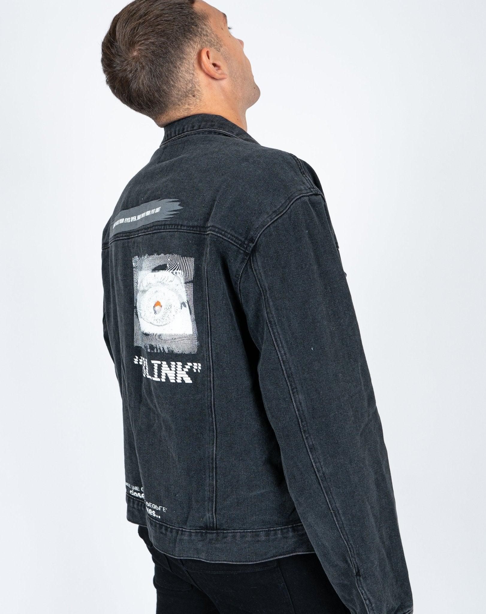 Oversized Denim Jacket With Blink Print - Liquor n Poker