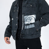 Oversized Denim Jacket With Blink Print - Liquor n Poker