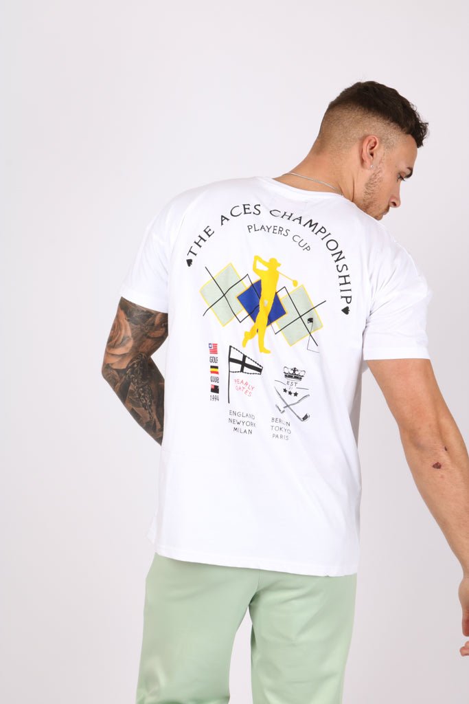 Oversized Printed Golf Club White T-Shirt - Liquor n Poker