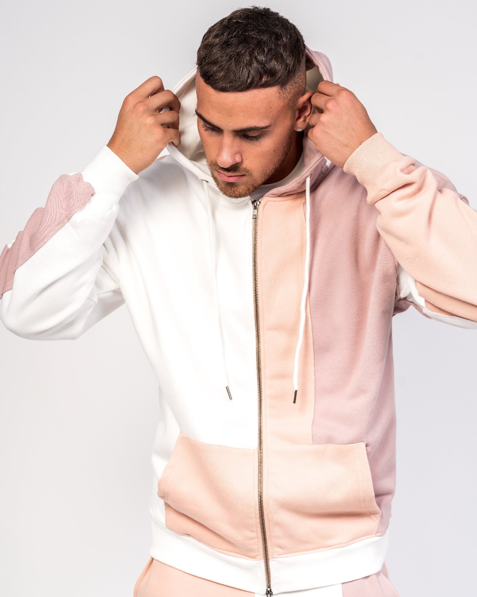 Oversized Varsity Spliced Zip Hoodie - Liquor n Poker