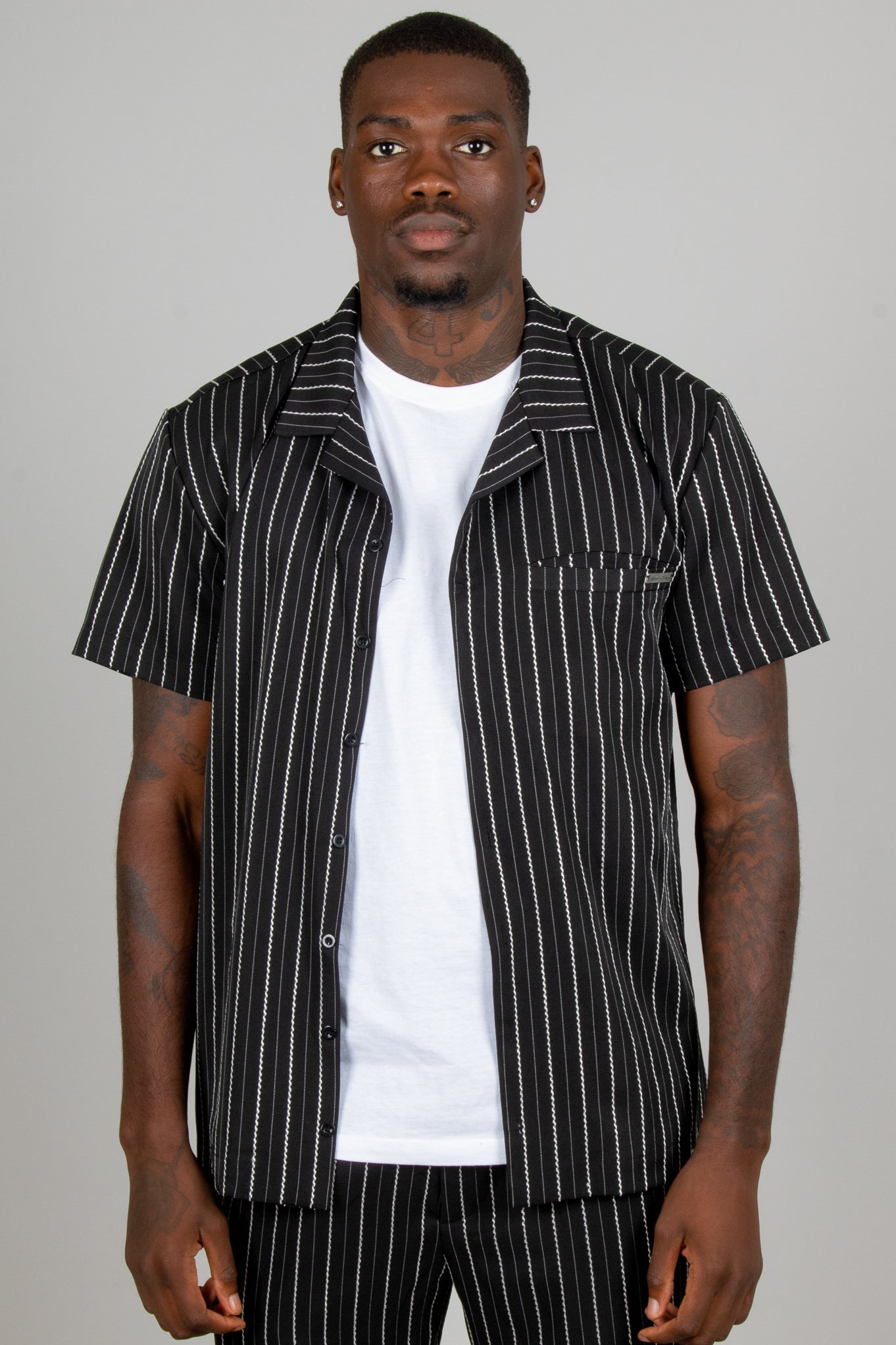 Pin-Stripe Short Sleeve Shirt - Liquor n Poker