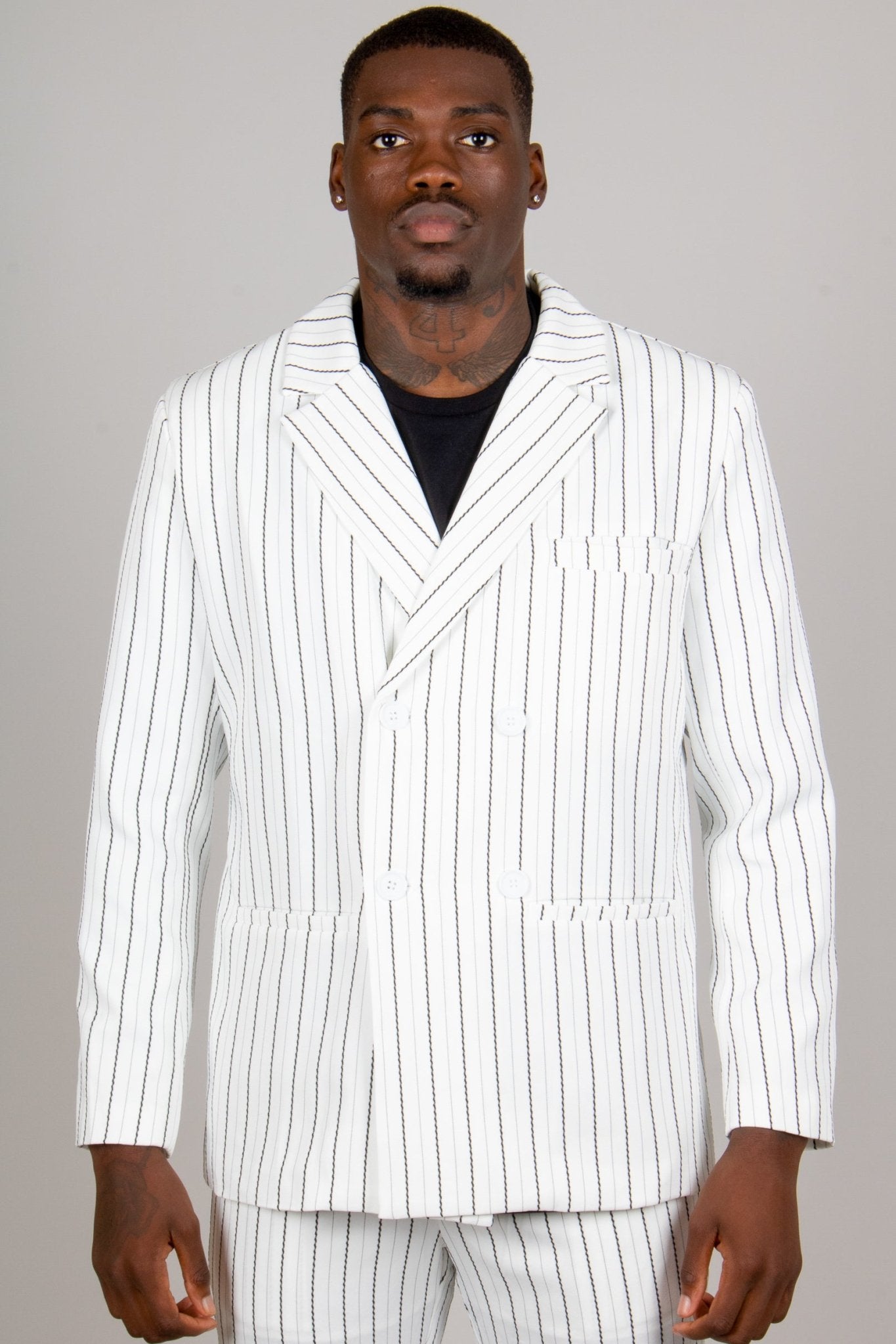 Pinstripe Oversized Blazer In White - Liquor n Poker