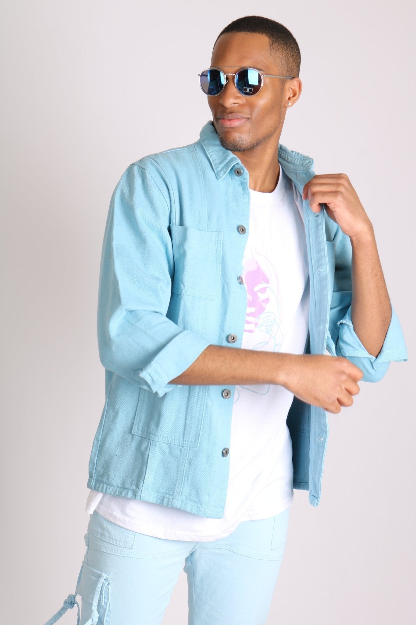 Powder Blue Utility Jacket - Liquor n Poker