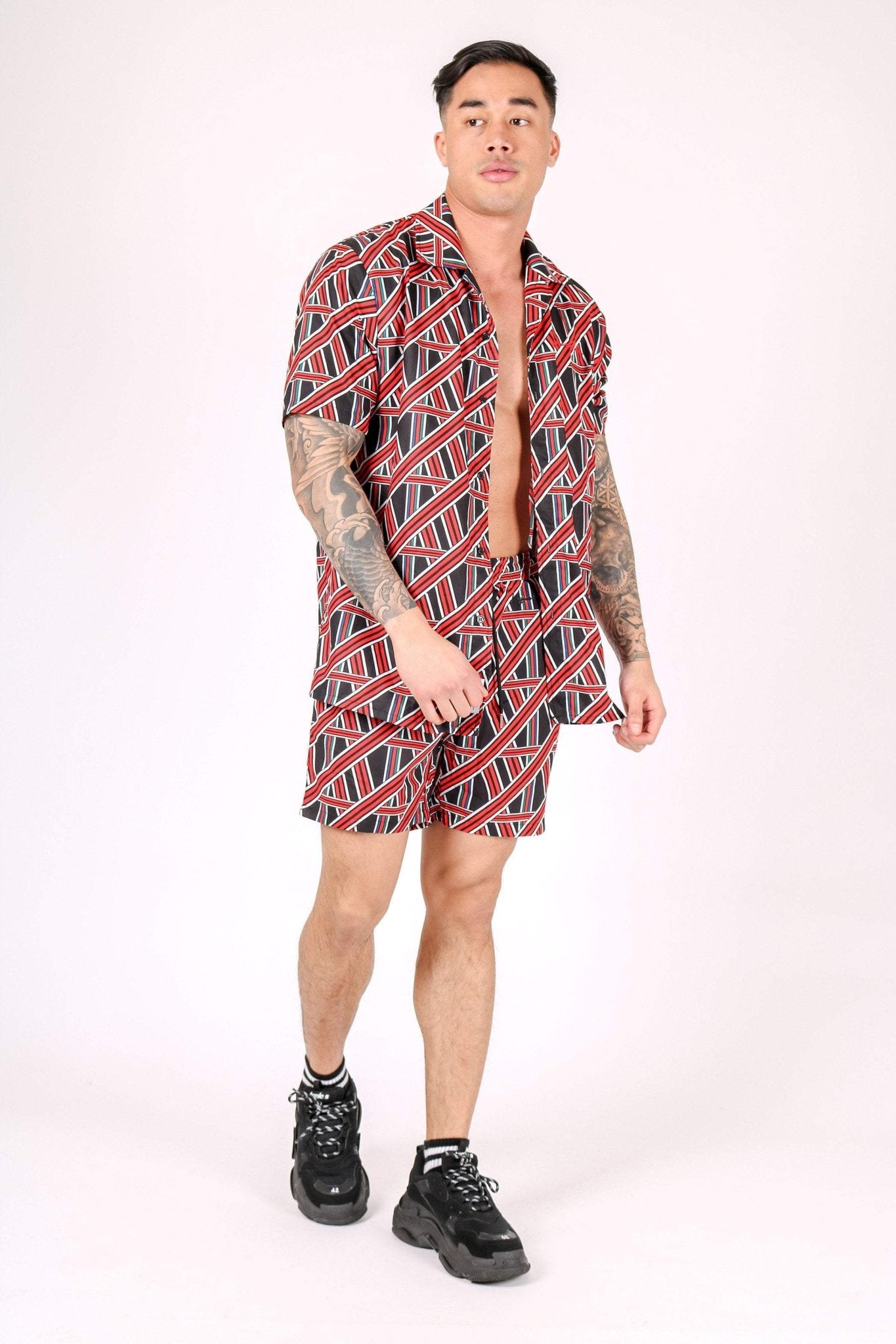 Red Geometric Revere Shirt - Liquor n Poker