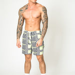 Relaxed Fit Shorts In Lime Black With Geo Stripe - Liquor n Poker
