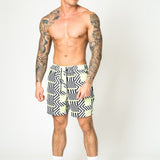 Relaxed Fit Shorts In Lime Black With Geo Stripe - Liquor n Poker
