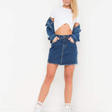 Texas Mini Denim Skirt With Stud - Liquor n Poker