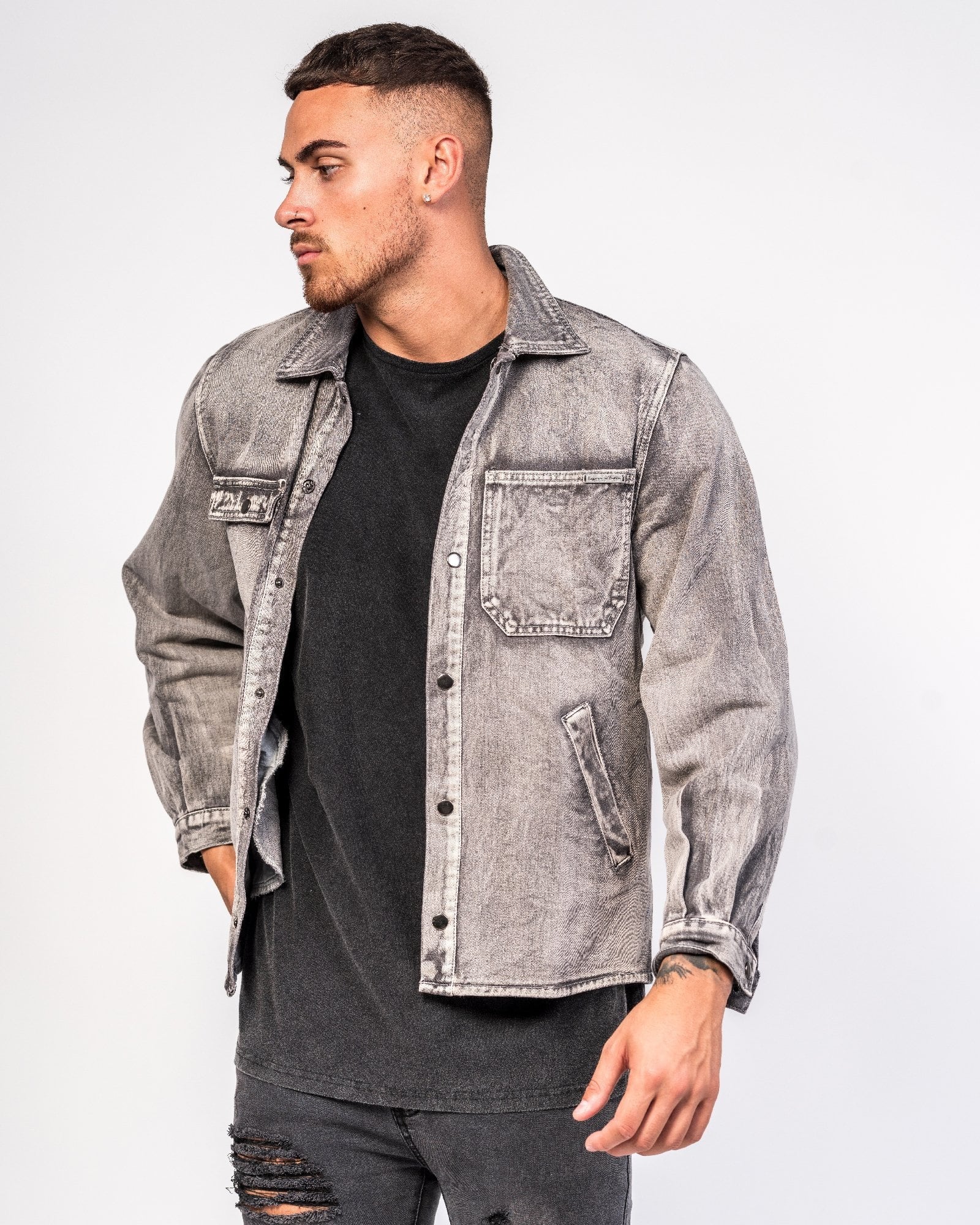 Washed Grey Shacket - Liquor n Poker